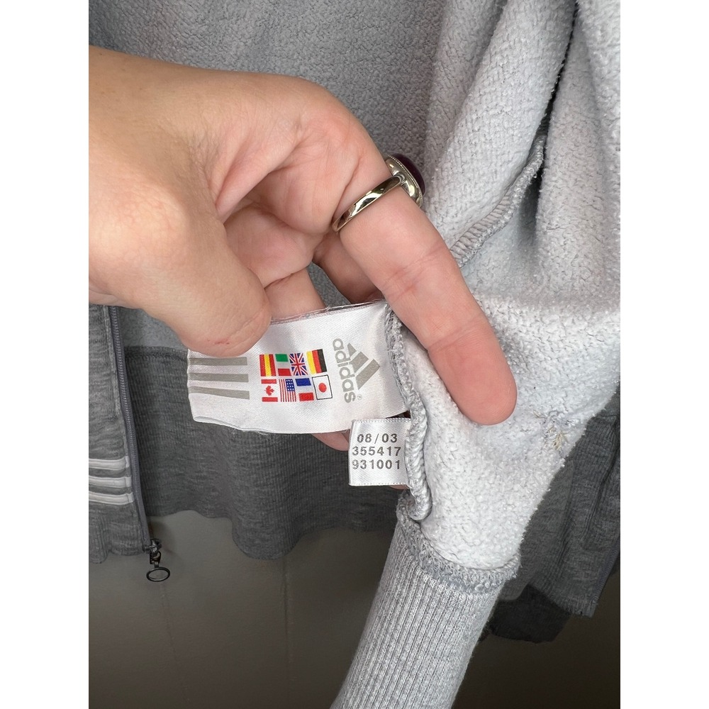 Adidas Womens‎ Sweater Jacket Size Heather Gray Full Zip 2003 Y2K - Picture 3 of 11